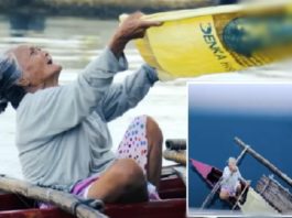 76-anyos nga lola nagabugsay sang bangka para makapanglimos sa barko
